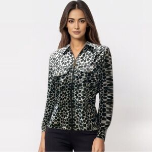 MICHAEL Michael Kors Black and Gray Animal Print Blouse